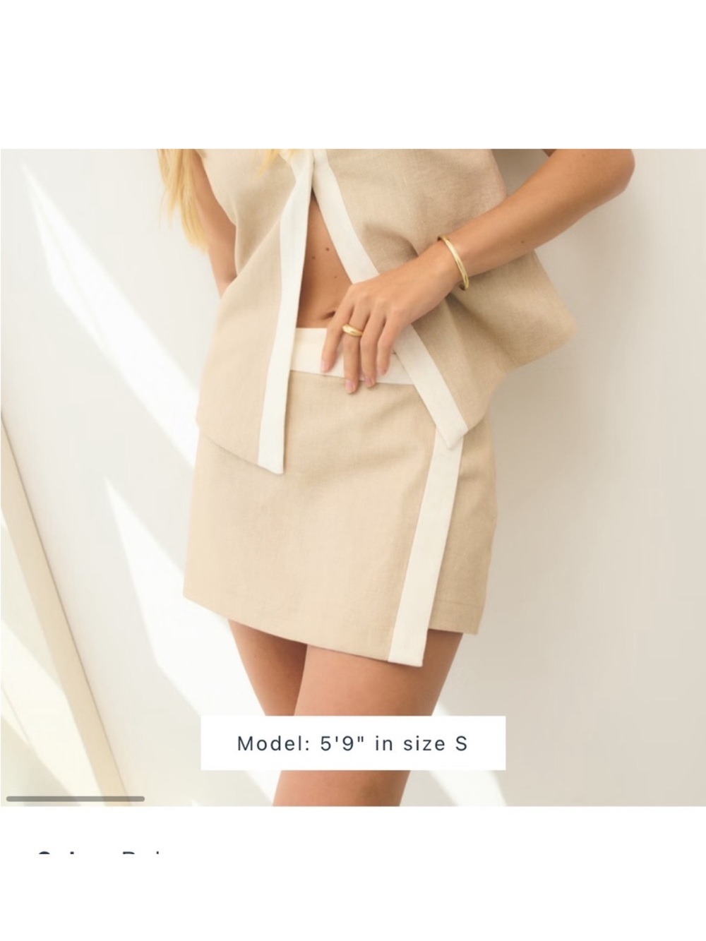 A&F Beige Linen-Cotton Clean Old Money Elevated Coastal Chic Wrap Mini Skort M